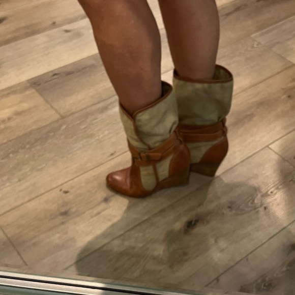 Frye leather and canvas wedge boots Sz 8 - Picture 13 of 13